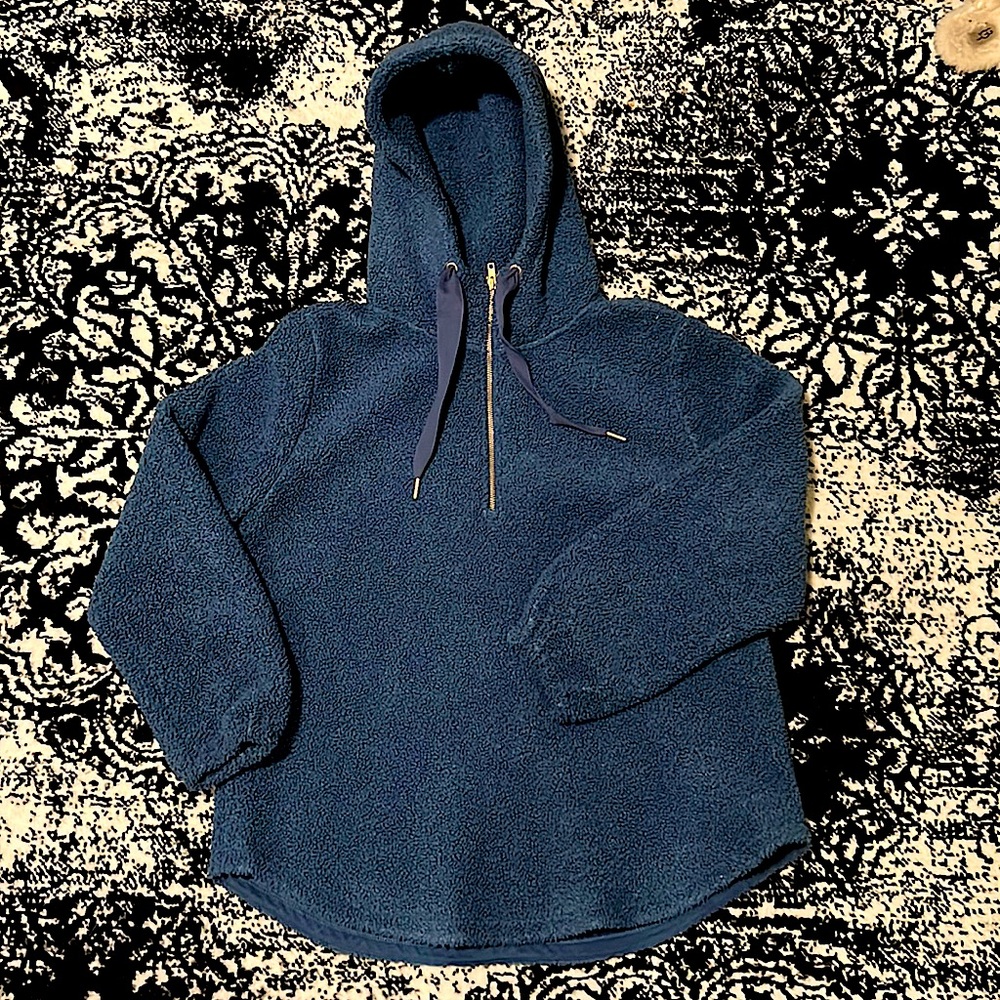 LOFT Dark Royal Blue Fluffy Hoodie/Jacket, Size L.